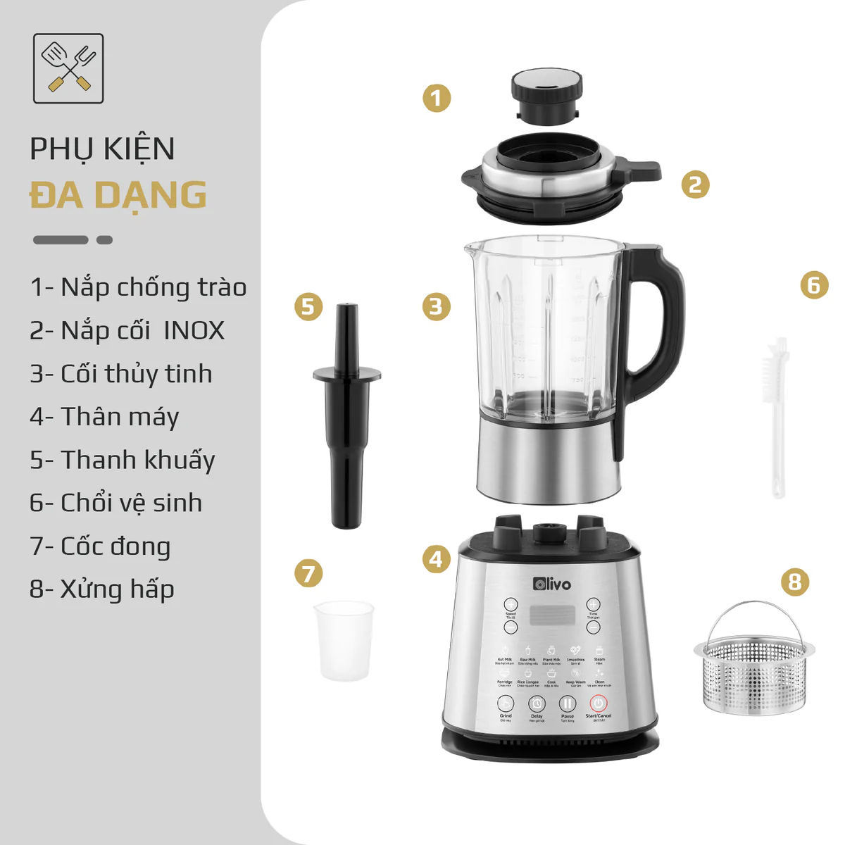 Máy Làm Sữa Hạt OLIVO X20 PLUS – Phiên Bản Nâng Cấp, 3 Chức Năng Nấu Sữa, Tạm Dừng Thông Minh, Chạy Êm - Ảnh 30