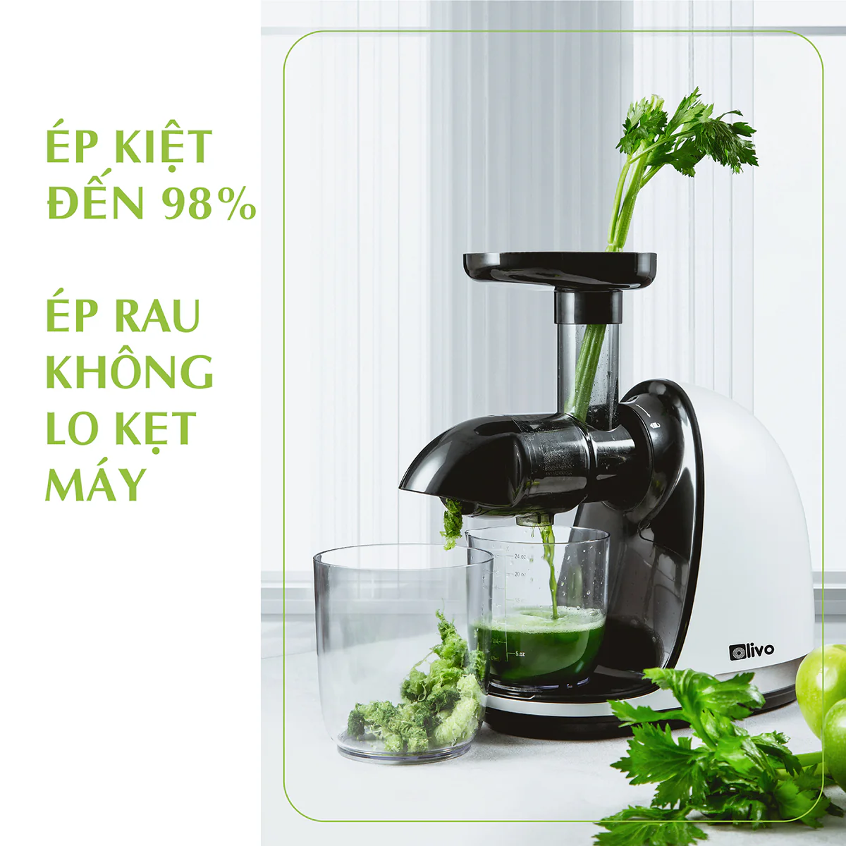 Máy Ép Chậm Trục Ngang OLIVO SJ22 – Ép Rau Không Kẹt, Kiệt Bã, Dễ Vệ Sinh - Ảnh 4