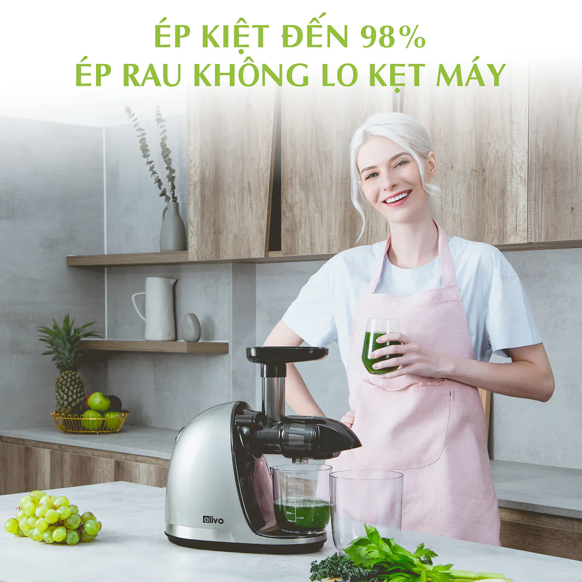 Máy Ép Chậm Trục Ngang OLIVO SJ22 – Ép Rau Không Kẹt, Kiệt Bã, Dễ Vệ Sinh - Ảnh 3