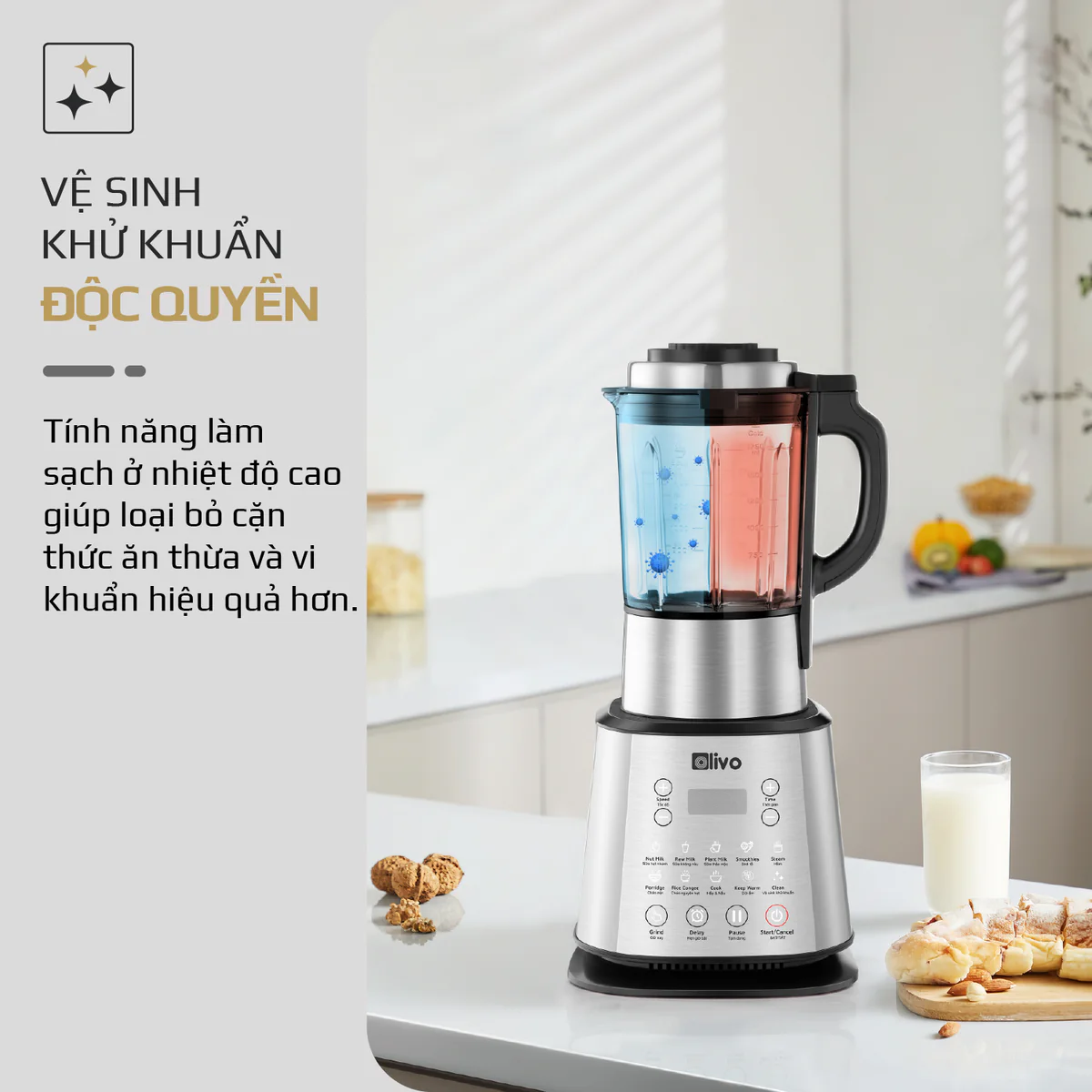 Máy Làm Sữa Hạt OLIVO X20 PLUS – Phiên Bản Nâng Cấp, 3 Chức Năng Nấu Sữa, Tạm Dừng Thông Minh, Chạy Êm - Ảnh 6