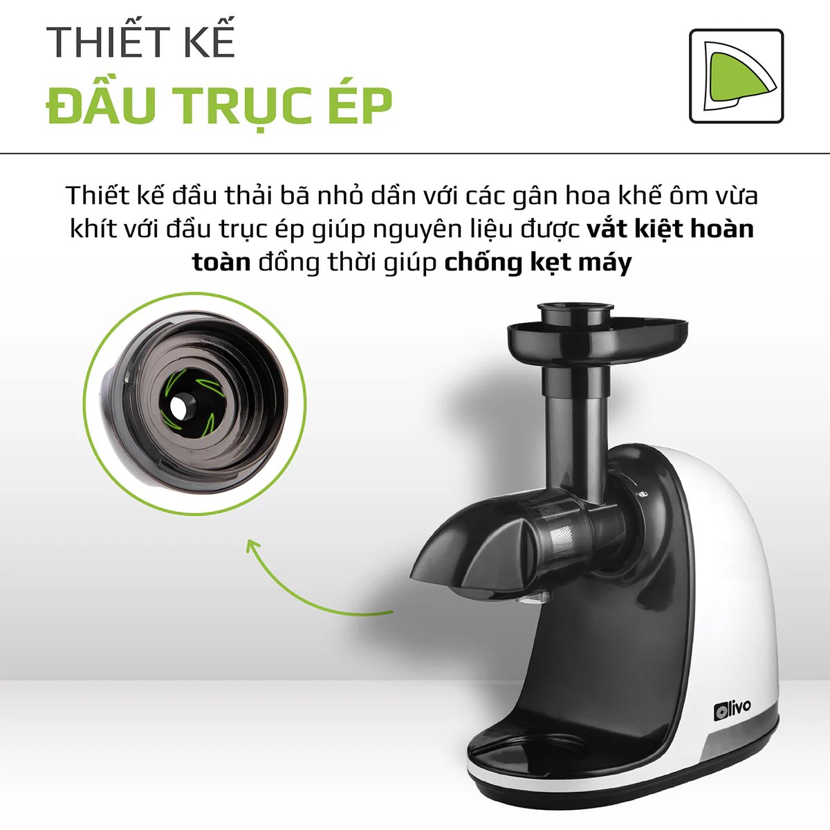 Máy Ép Chậm Trục Ngang OLIVO SJ22 – Ép Rau Không Kẹt, Kiệt Bã, Dễ Vệ Sinh - Ảnh 6