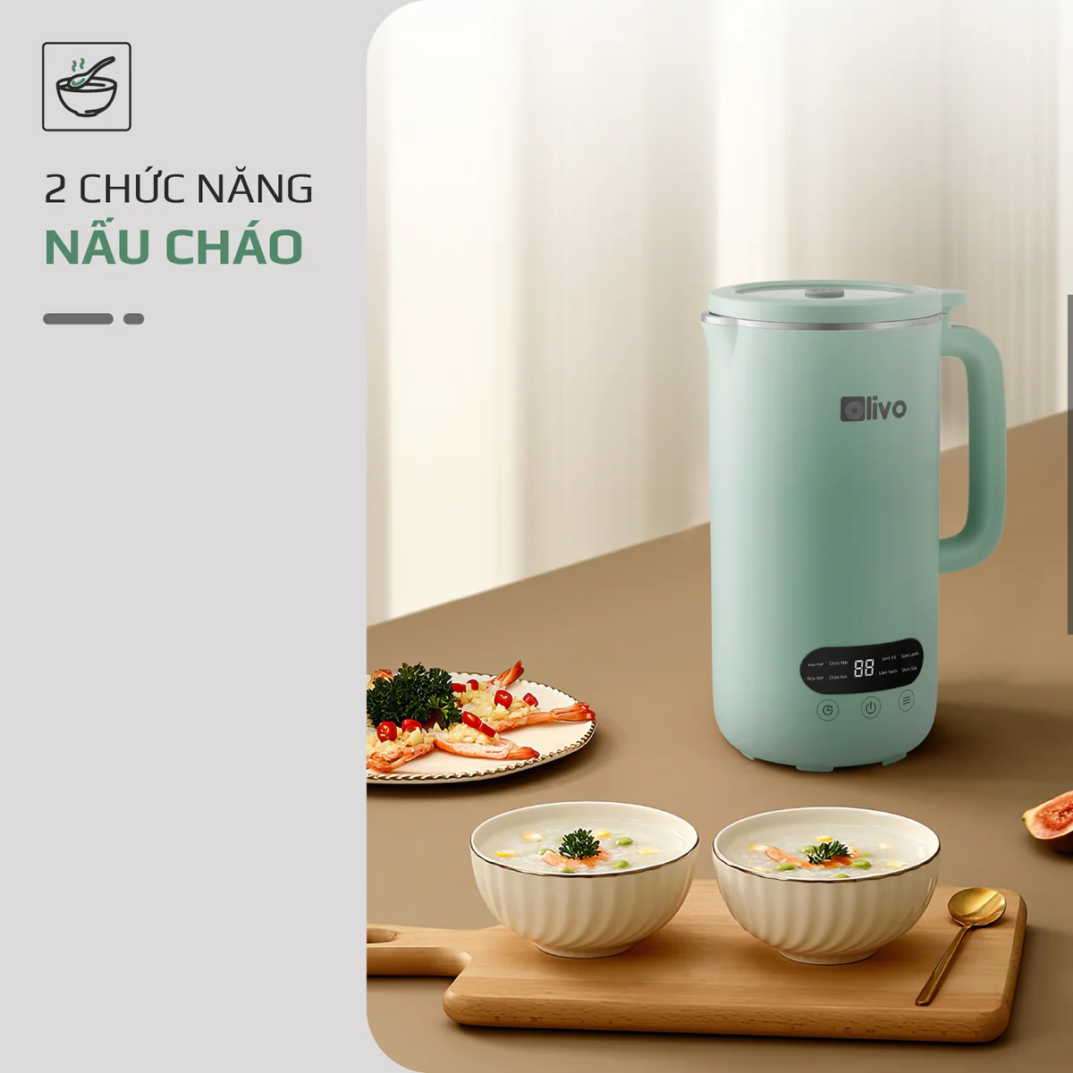 Máy Xay Nấu Đa Năng OLIVO CB1000 – Dung Tích 1L, Nắp INOX Kính Cường Lực, 9 Chế Độ, Chống Trào Tuyệt Đối - Ảnh 8