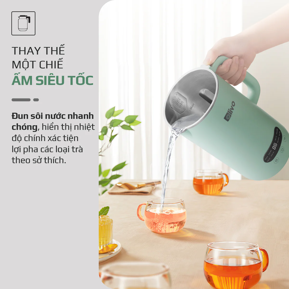Máy Xay Nấu Đa Năng OLIVO CB1000 – Dung Tích 1L, Nắp INOX Kính Cường Lực, 9 Chế Độ, Chống Trào Tuyệt Đối - Ảnh 10