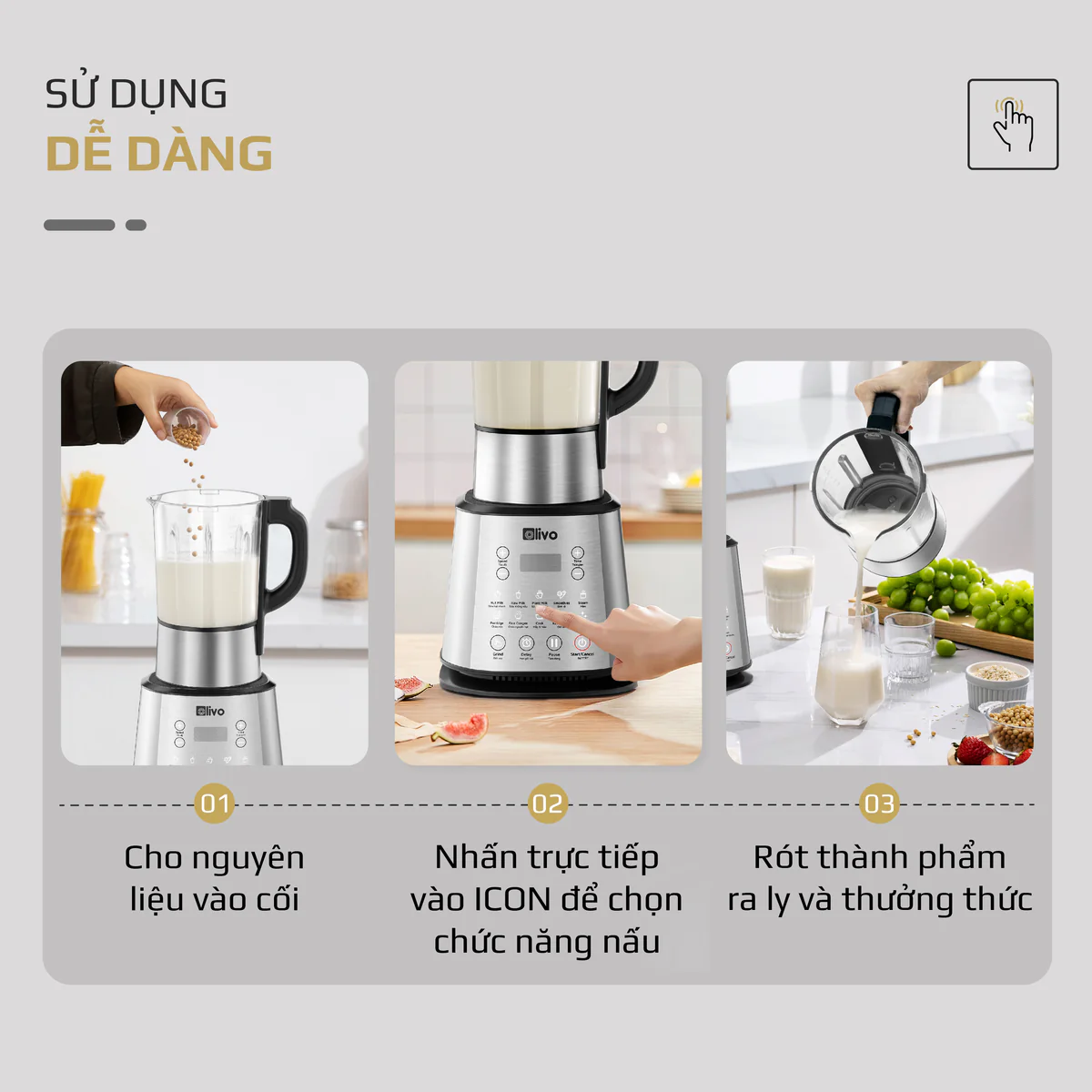 Máy Làm Sữa Hạt OLIVO X20 PLUS – Phiên Bản Nâng Cấp, 3 Chức Năng Nấu Sữa, Tạm Dừng Thông Minh, Chạy Êm - Ảnh 8