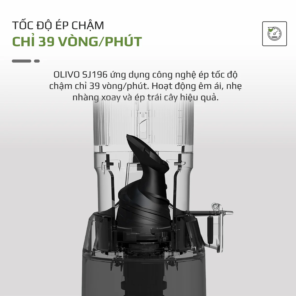 Máy Ép Chậm OLIVO SJ196 Titanium – Ép Trái Cây Nguyên Quả, Động Cơ AC Êm Ái, Cao Cấp - Ảnh 8