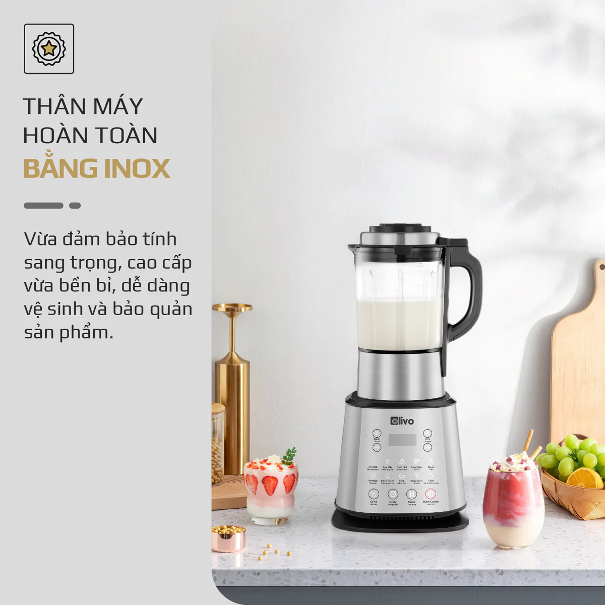 Máy Làm Sữa Hạt OLIVO X20 PLUS – Phiên Bản Nâng Cấp, 3 Chức Năng Nấu Sữa, Tạm Dừng Thông Minh, Chạy Êm - Ảnh 9