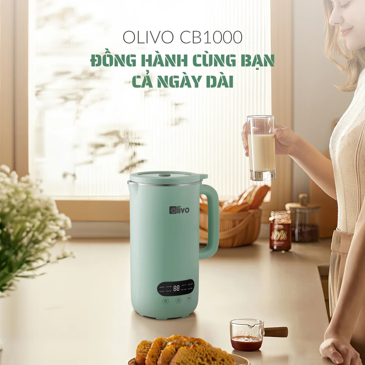 Máy Xay Nấu Đa Năng OLIVO CB1000 – Dung Tích 1L, Nắp INOX Kính Cường Lực, 9 Chế Độ, Chống Trào Tuyệt Đối - Ảnh 12
