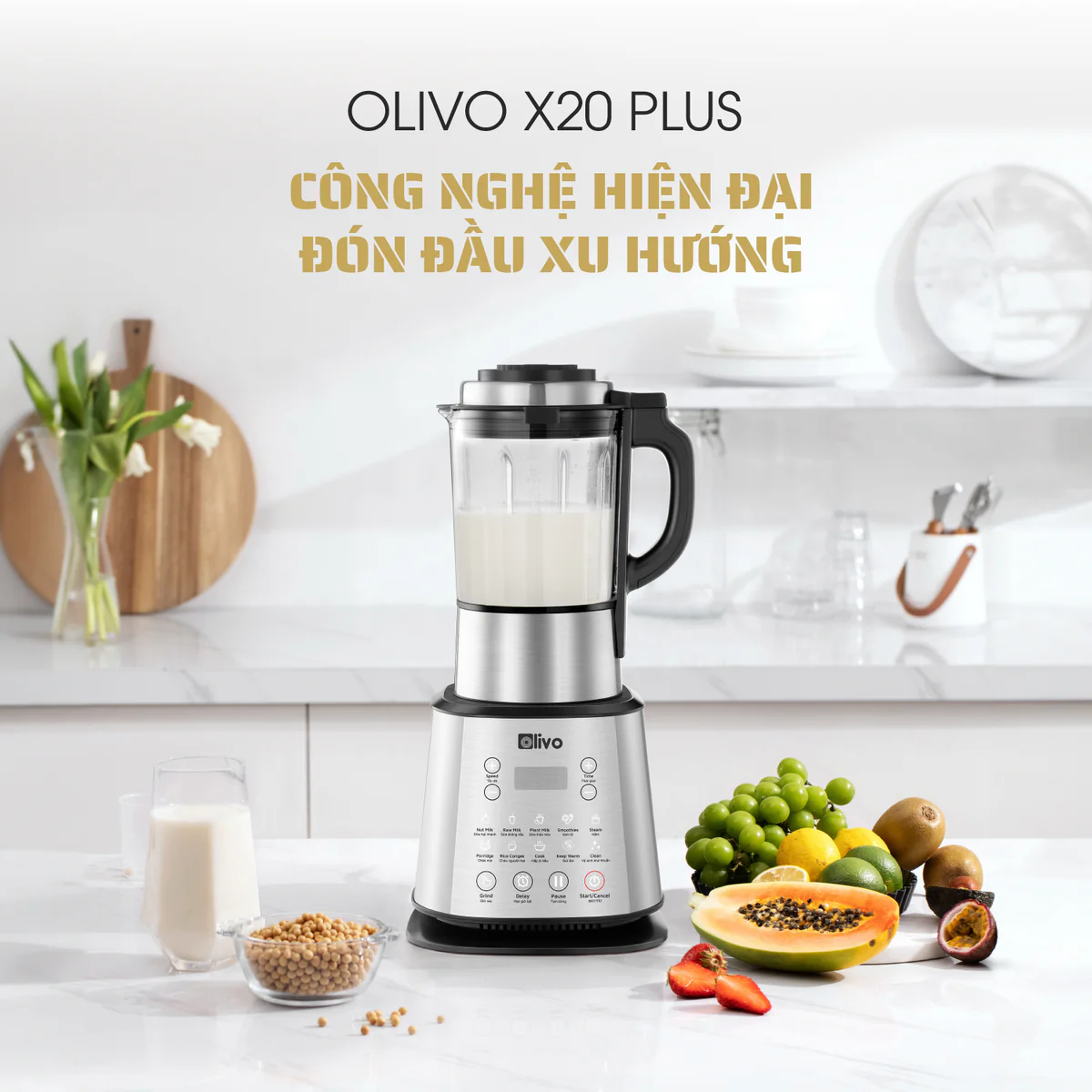 Máy Làm Sữa Hạt OLIVO X20 PLUS – Phiên Bản Nâng Cấp, 3 Chức Năng Nấu Sữa, Tạm Dừng Thông Minh, Chạy Êm - Ảnh 10