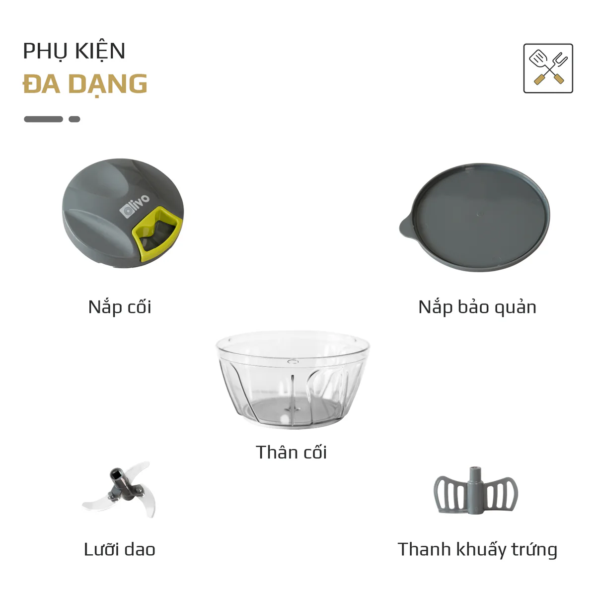Dụng Cụ Xay Thực Phẩm Mini OLIVO MPC400A – Xay Tỏi Ớt, Xay Thịt, Xay Hạt, Dung Tích 400ML, Dây Kéo Chắc Chắn - Ảnh 13