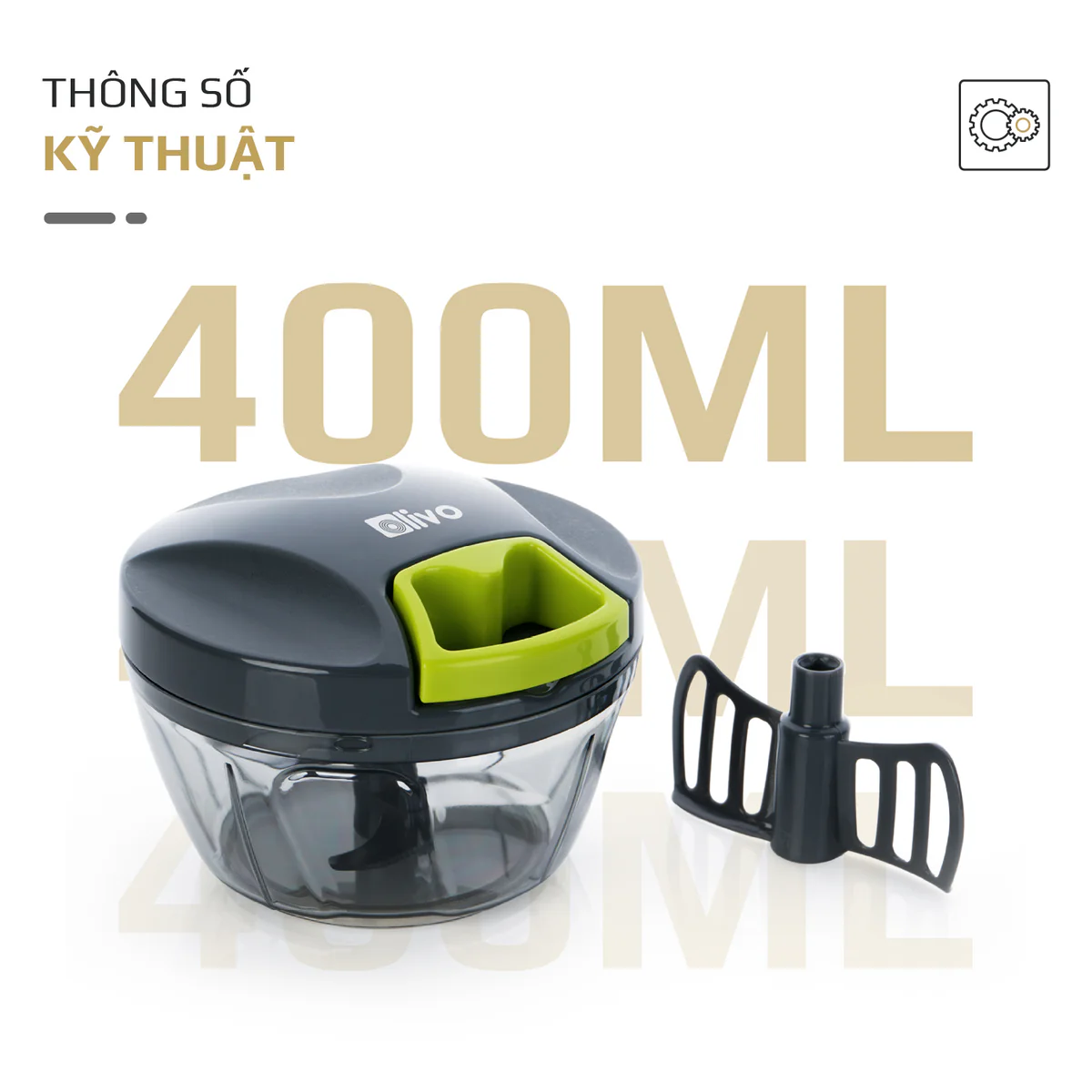 Dụng Cụ Xay Thực Phẩm Mini OLIVO MPC400A – Xay Tỏi Ớt, Xay Thịt, Xay Hạt, Dung Tích 400ML, Dây Kéo Chắc Chắn - Ảnh 14