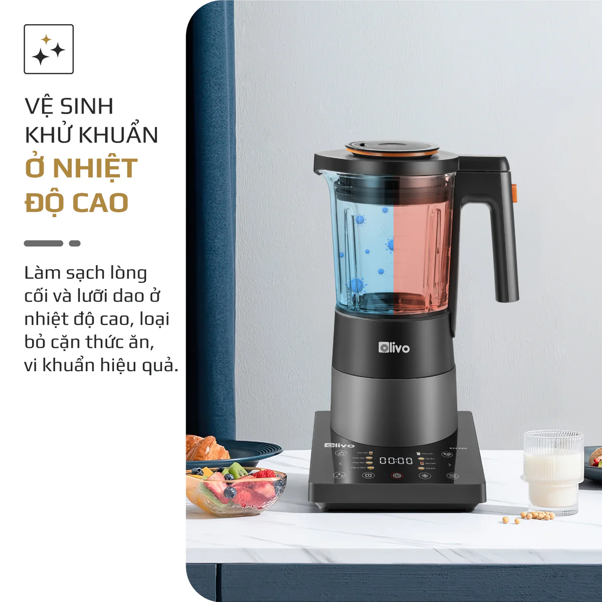 Máy Xay Nấu Đa Năng OLIVO X24 PRO – Đa Chức Năng, Chống Trào Tuyệt Đối, Mâm Nhiệt Gốm Chống Dính - Ảnh 13