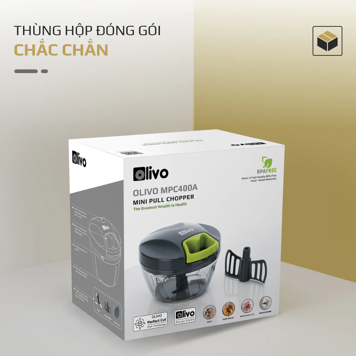 Dụng Cụ Xay Thực Phẩm Mini OLIVO MPC400A – Xay Tỏi Ớt, Xay Thịt, Xay Hạt, Dung Tích 400ML, Dây Kéo Chắc Chắn - Ảnh 16