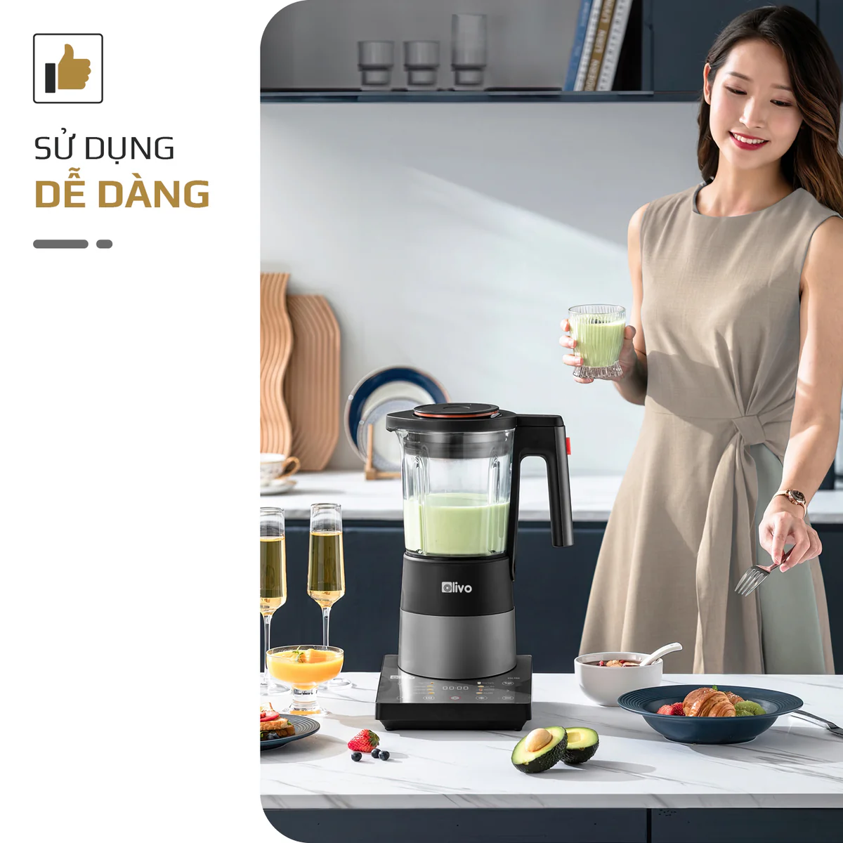 Máy Xay Nấu Đa Năng OLIVO X24 PRO – Đa Chức Năng, Chống Trào Tuyệt Đối, Mâm Nhiệt Gốm Chống Dính - Ảnh 15