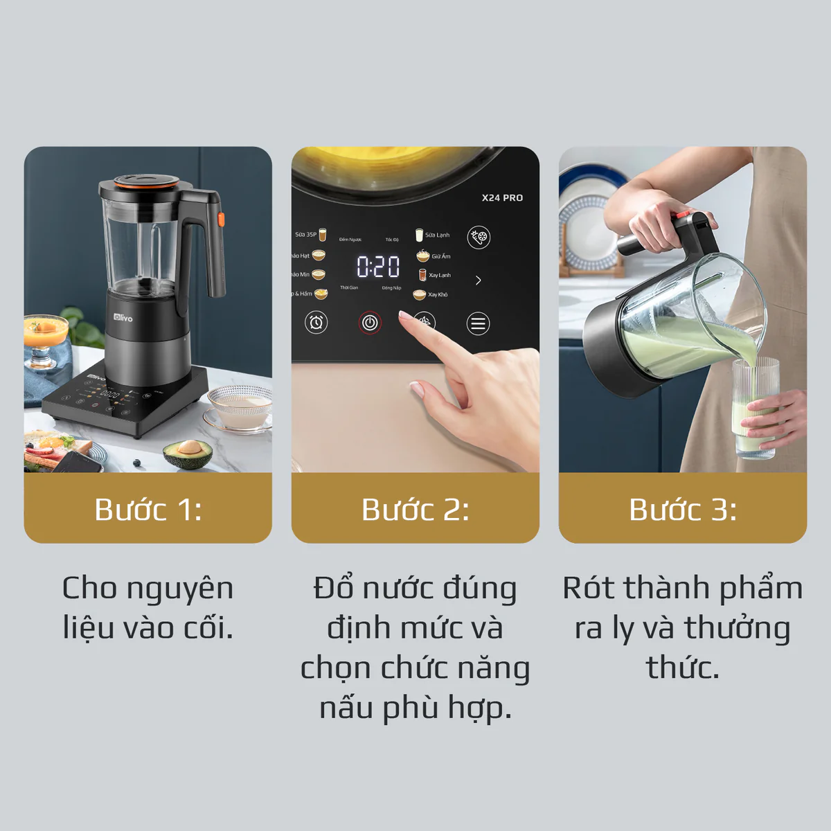 Máy Xay Nấu Đa Năng OLIVO X24 PRO – Đa Chức Năng, Chống Trào Tuyệt Đối, Mâm Nhiệt Gốm Chống Dính - Ảnh 16