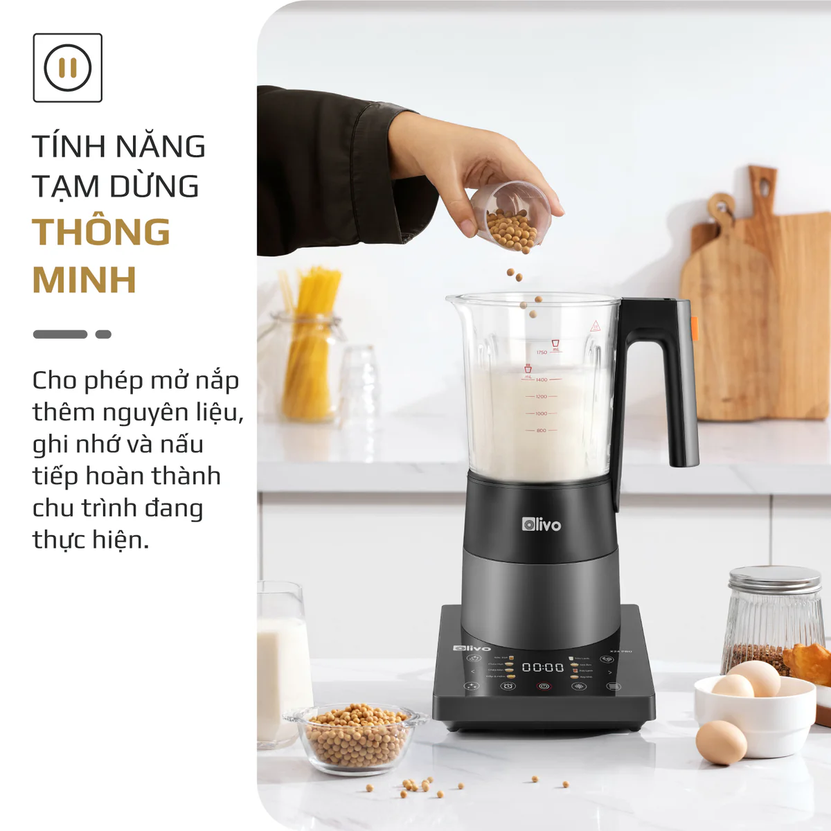 Máy Xay Nấu Đa Năng OLIVO X24 PRO – Đa Chức Năng, Chống Trào Tuyệt Đối, Mâm Nhiệt Gốm Chống Dính - Ảnh 17