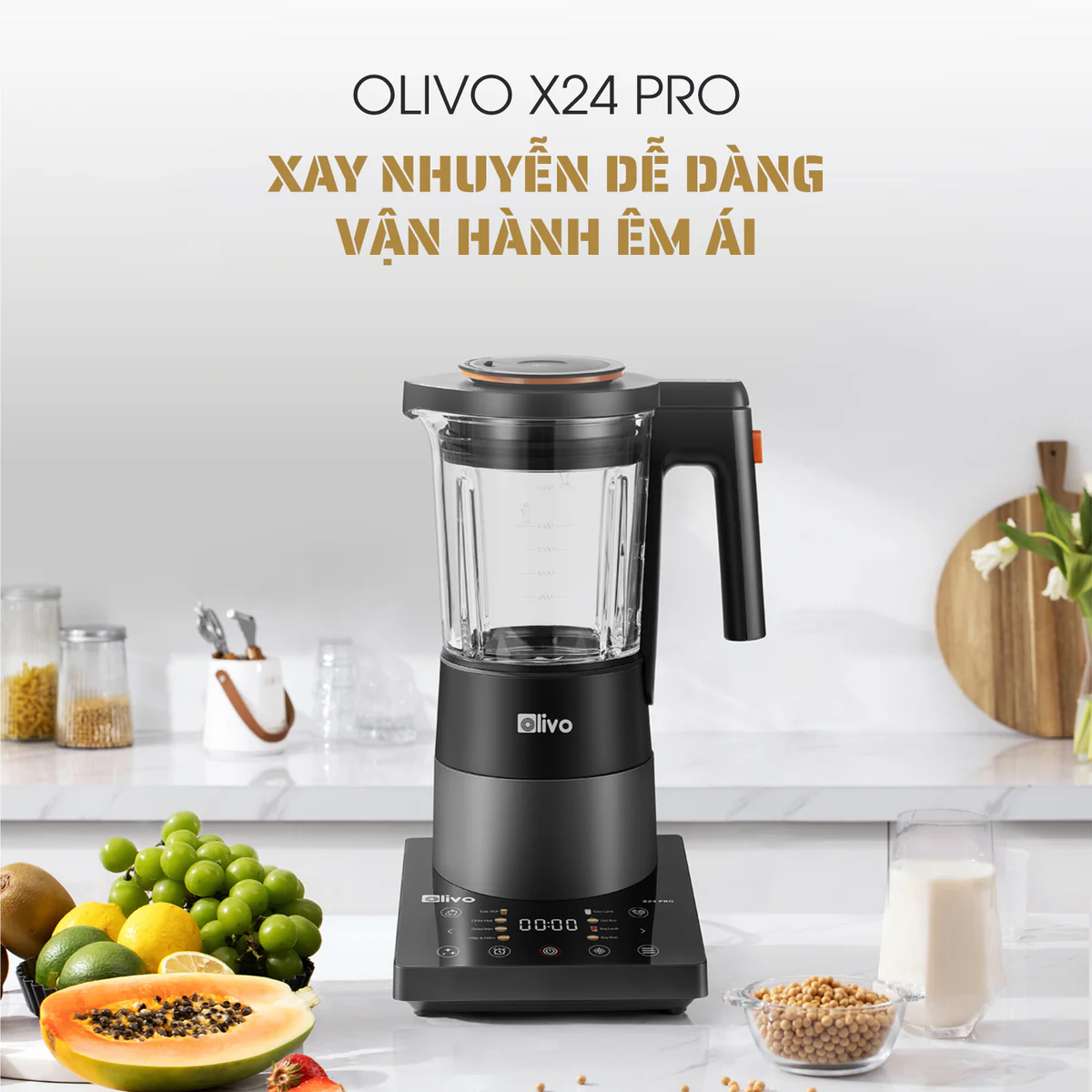 Máy Xay Nấu Đa Năng OLIVO X24 PRO – Đa Chức Năng, Chống Trào Tuyệt Đối, Mâm Nhiệt Gốm Chống Dính - Ảnh 2