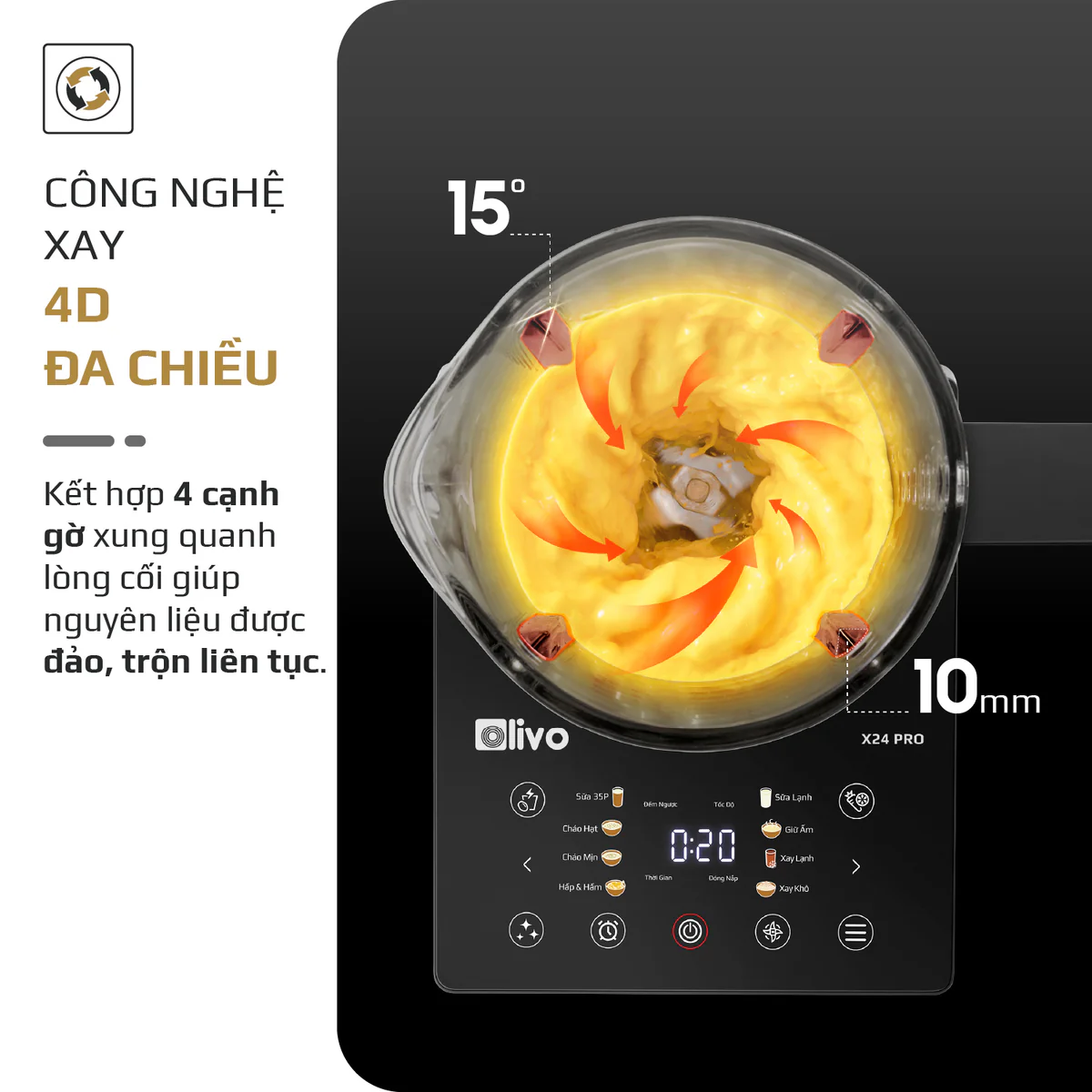 Máy Xay Nấu Đa Năng OLIVO X24 PRO – Đa Chức Năng, Chống Trào Tuyệt Đối, Mâm Nhiệt Gốm Chống Dính - Ảnh 27