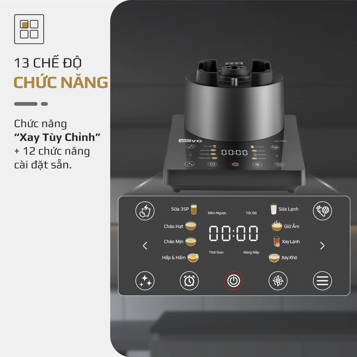 Máy Xay Nấu Đa Năng OLIVO X24 PRO – Đa Chức Năng, Chống Trào Tuyệt Đối, Mâm Nhiệt Gốm Chống Dính - Ảnh 4