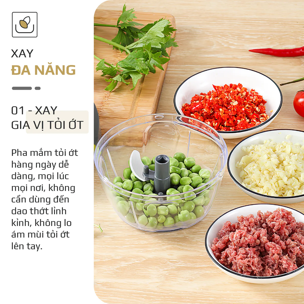 Dụng Cụ Xay Thực Phẩm Mini OLIVO MPC400A – Xay Tỏi Ớt, Xay Thịt, Xay Hạt, Dung Tích 400ML, Dây Kéo Chắc Chắn - Ảnh 4