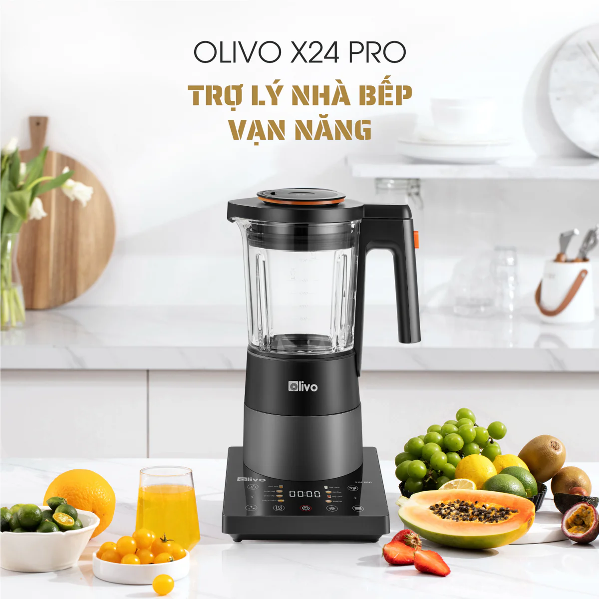Máy Xay Nấu Đa Năng OLIVO X24 PRO – Đa Chức Năng, Chống Trào Tuyệt Đối, Mâm Nhiệt Gốm Chống Dính - Ảnh 10