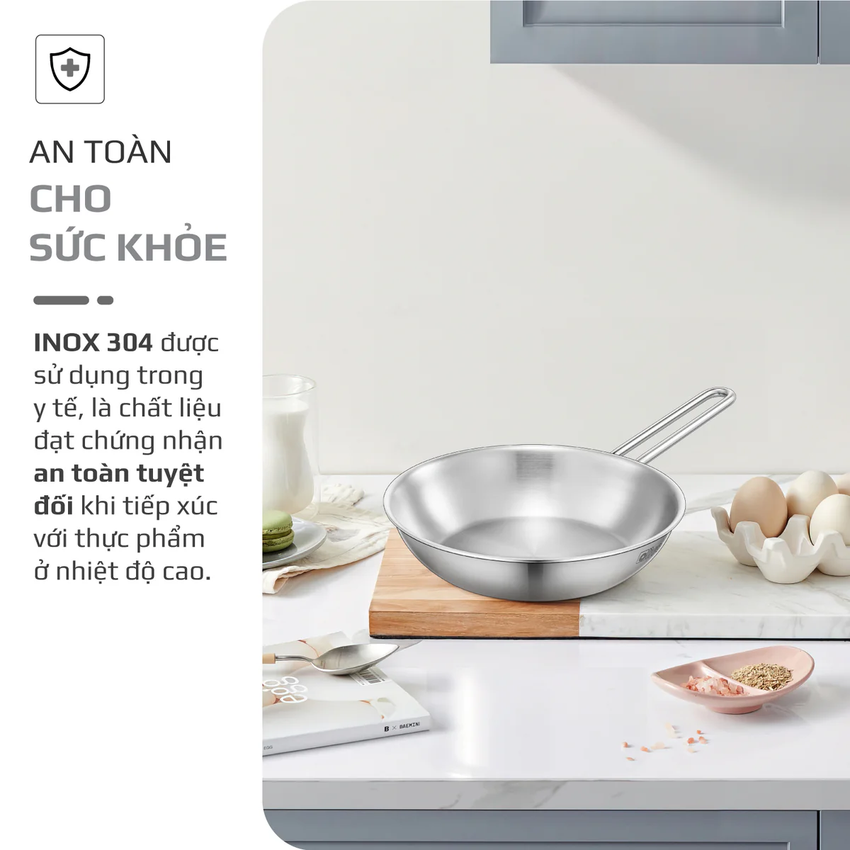 CHẢO INOX OLIVO P2045 – Chống Dính Tự Nhiên, Đáy 3 Lớp, Dùng Mọi Loại Bếp - Ảnh 7
