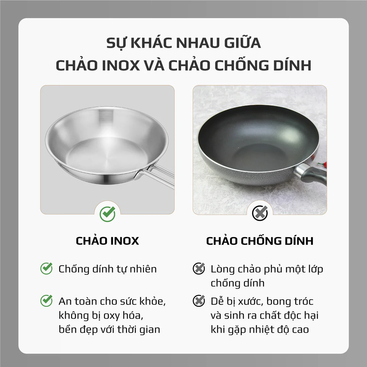 CHẢO INOX OLIVO P2045 – Chống Dính Tự Nhiên, Đáy 3 Lớp, Dùng Mọi Loại Bếp - Ảnh 8
