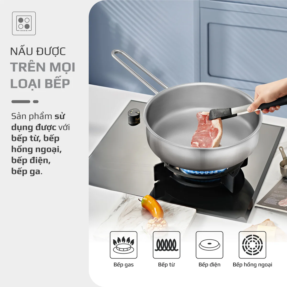 Chảo Inox OLIVO P2055 – Chống Dính Tự Nhiên, Dùng Mọi Loại Bếp, 20cm - Ảnh 12