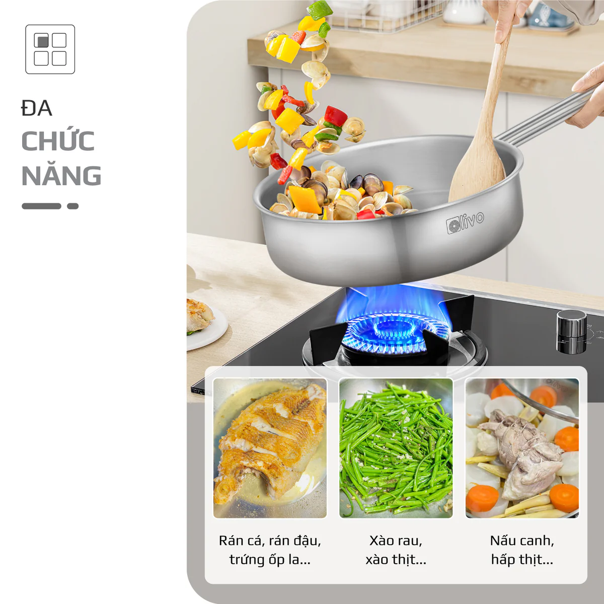 Chảo Inox OLIVO P2055 – Chống Dính Tự Nhiên, Dùng Mọi Loại Bếp, 20cm - Ảnh 13
