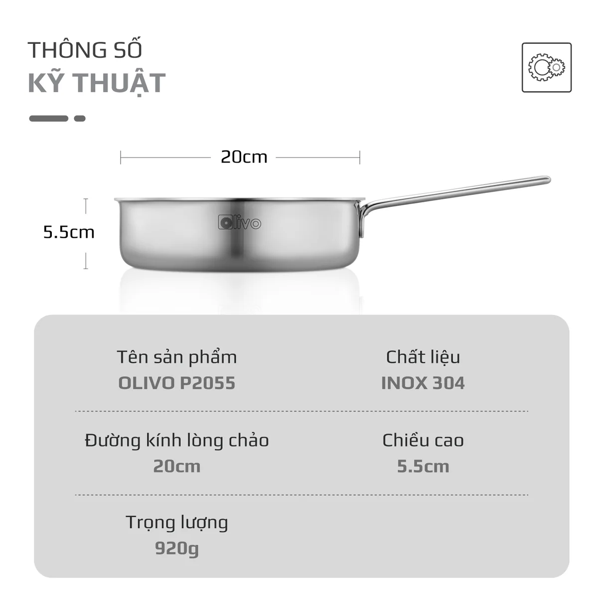 Chảo Inox OLIVO P2055 – Chống Dính Tự Nhiên, Dùng Mọi Loại Bếp, 20cm - Ảnh 15