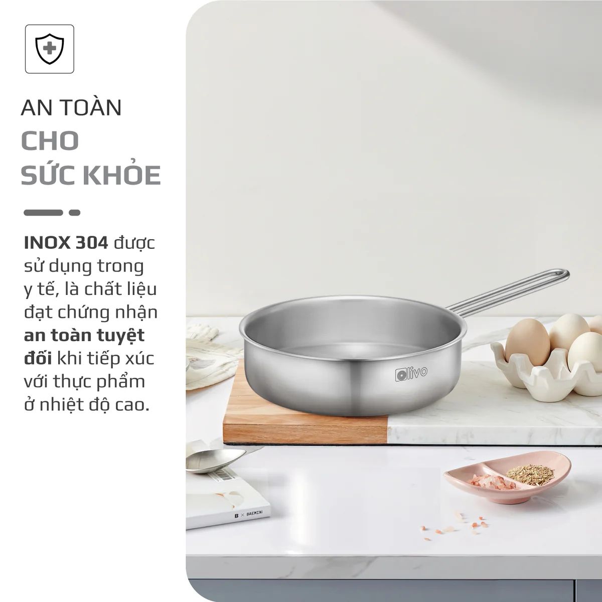 Chảo Inox OLIVO P2055 – Chống Dính Tự Nhiên, Dùng Mọi Loại Bếp, 20cm - Ảnh 7