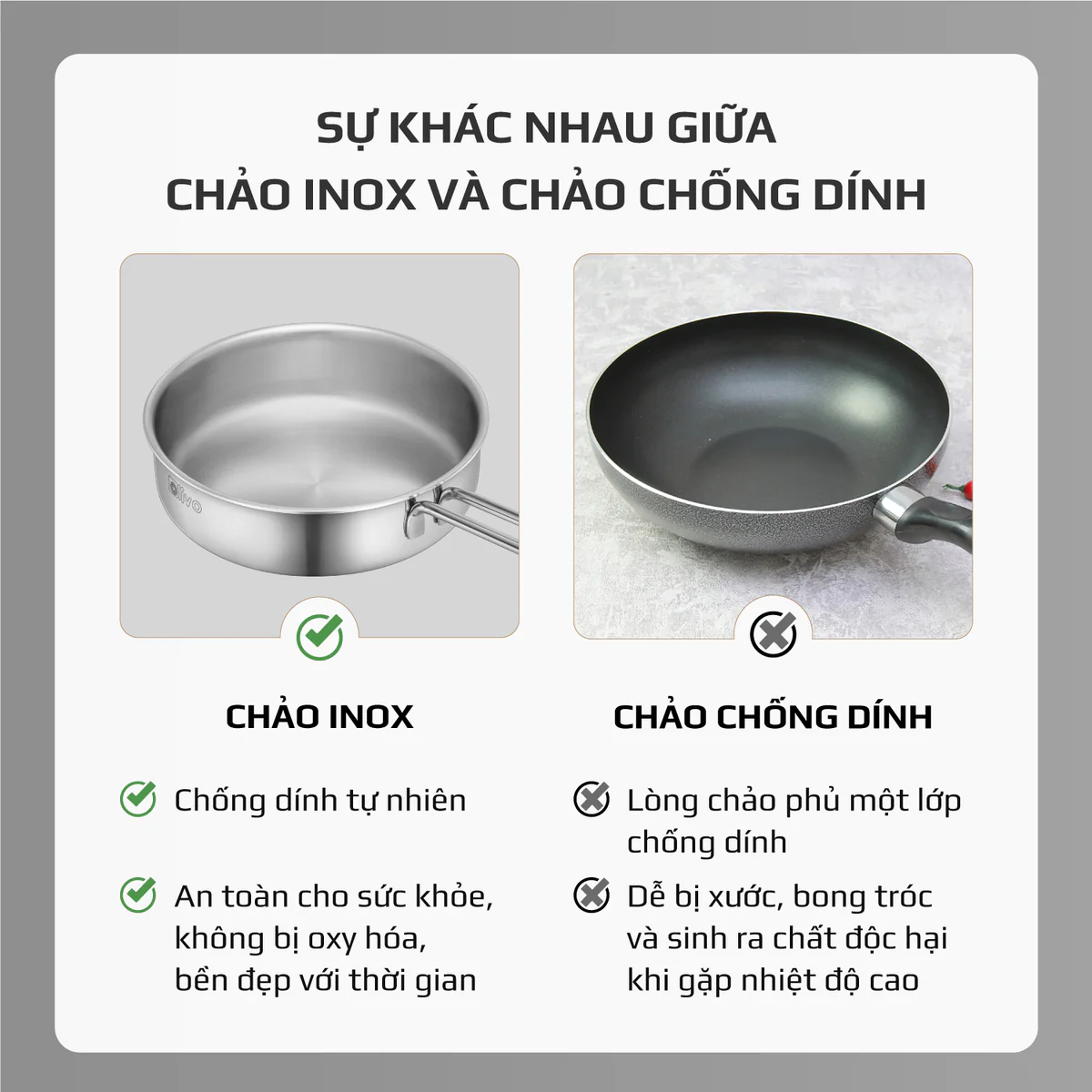 Chảo Inox OLIVO P2055 – Chống Dính Tự Nhiên, Dùng Mọi Loại Bếp, 20cm - Ảnh 8