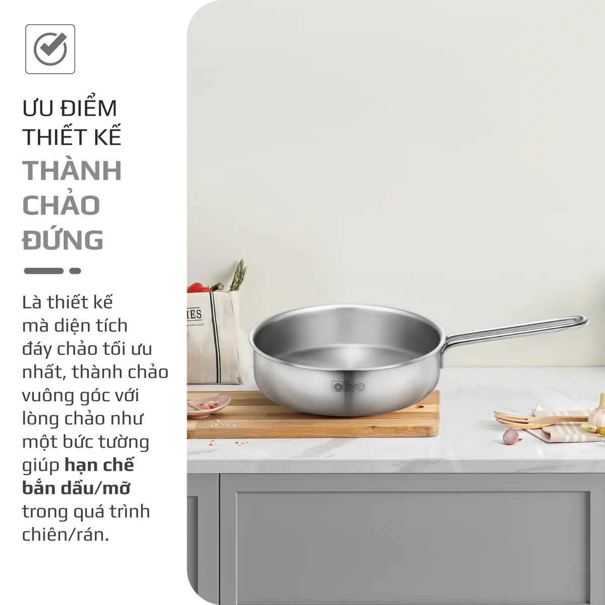 Chảo Inox OLIVO P2055 – Chống Dính Tự Nhiên, Dùng Mọi Loại Bếp, 20cm - Ảnh 9