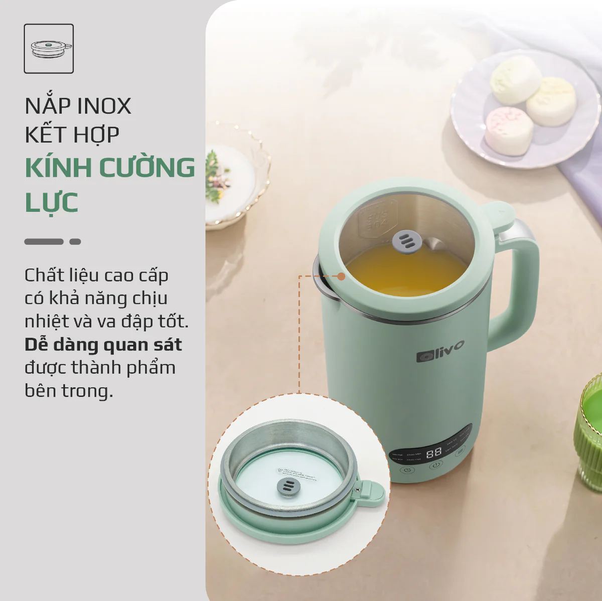 Máy Xay Nấu Đa Năng OLIVO CB1000 – Dung Tích 1L, Nắp INOX Kính Cường Lực, 9 Chế Độ, Chống Trào Tuyệt Đối - Ảnh 34