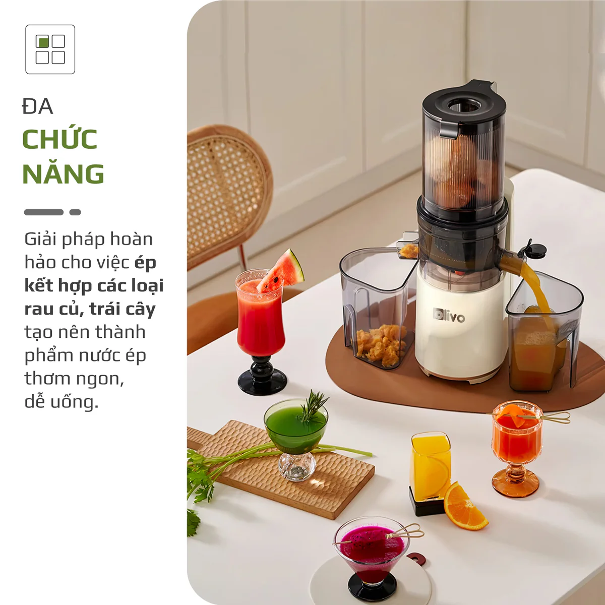 Máy Ép Chậm OLIVO SJ2000 – Khoang Tiếp Lớn, Củ Ép Lưỡi Cắt Thông Minh, Thiết Kế Sang Trọng - Ảnh 13