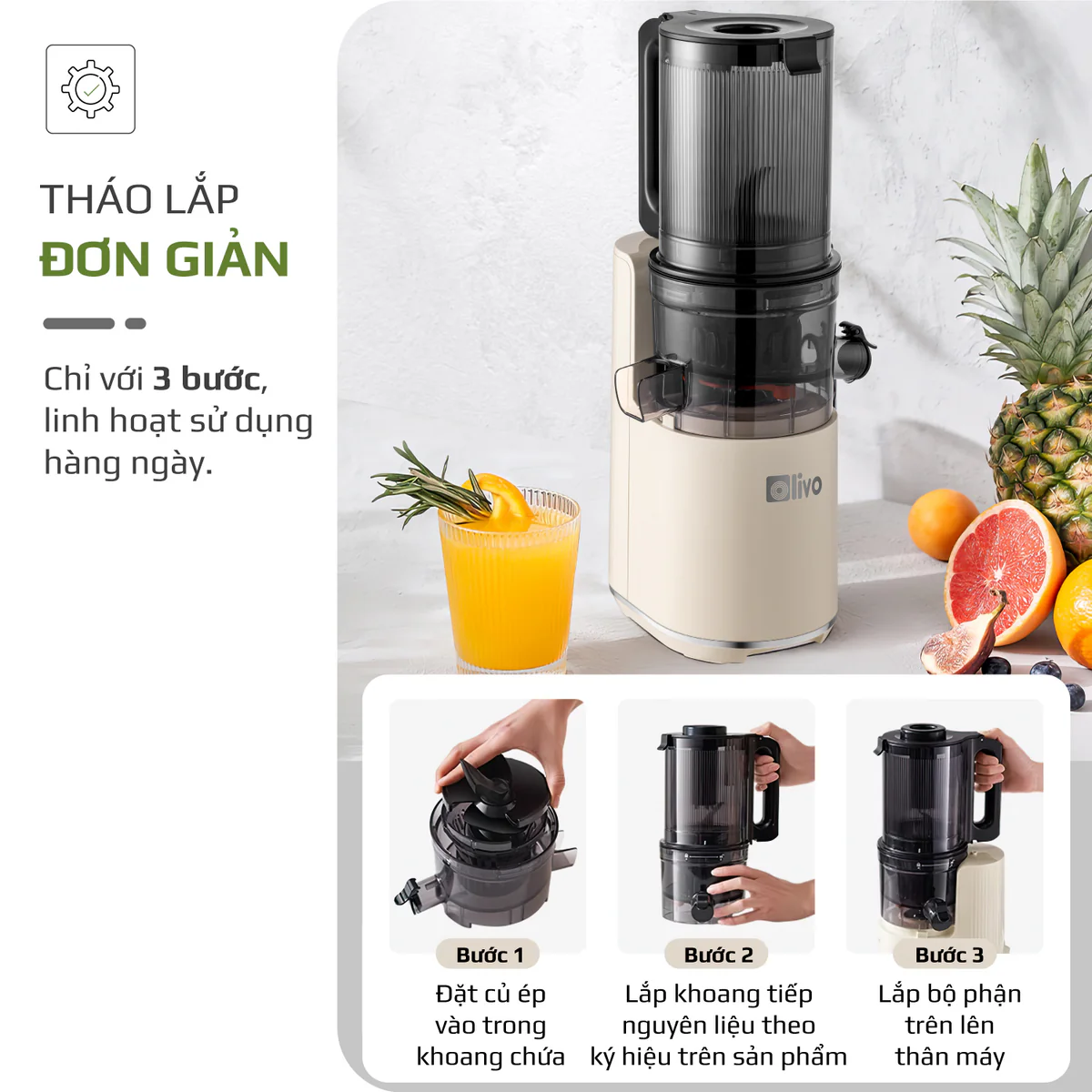 Máy Ép Chậm OLIVO SJ2000 – Khoang Tiếp Lớn, Củ Ép Lưỡi Cắt Thông Minh, Thiết Kế Sang Trọng - Ảnh 15