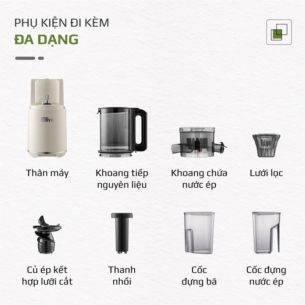 Máy Ép Chậm OLIVO SJ2000 – Khoang Tiếp Lớn, Củ Ép Lưỡi Cắt Thông Minh, Thiết Kế Sang Trọng - Ảnh 19
