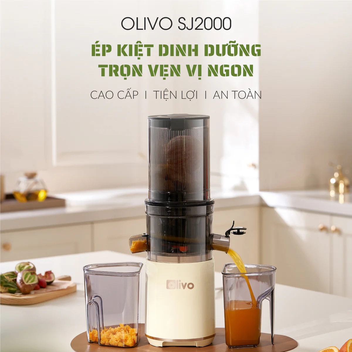 Máy Ép Chậm OLIVO SJ2000 – Khoang Tiếp Lớn, Củ Ép Lưỡi Cắt Thông Minh, Thiết Kế Sang Trọng - Ảnh 2