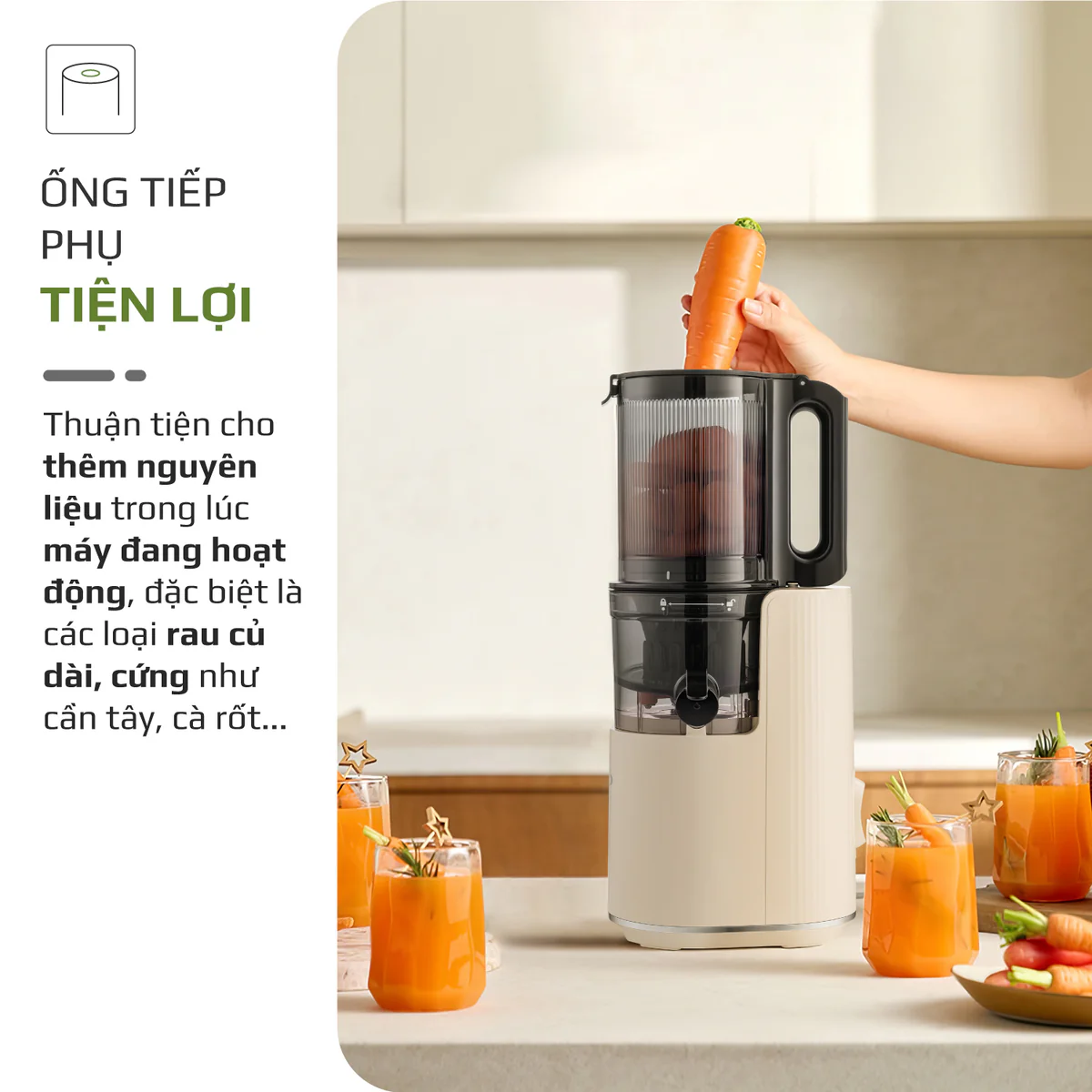 Máy Ép Chậm OLIVO SJ2000 – Khoang Tiếp Lớn, Củ Ép Lưỡi Cắt Thông Minh, Thiết Kế Sang Trọng - Ảnh 6
