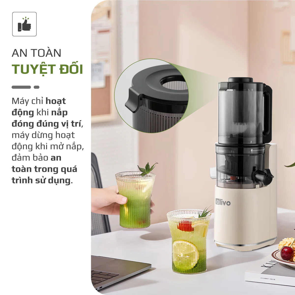 Máy Ép Chậm OLIVO SJ2000 – Khoang Tiếp Lớn, Củ Ép Lưỡi Cắt Thông Minh, Thiết Kế Sang Trọng - Ảnh 7