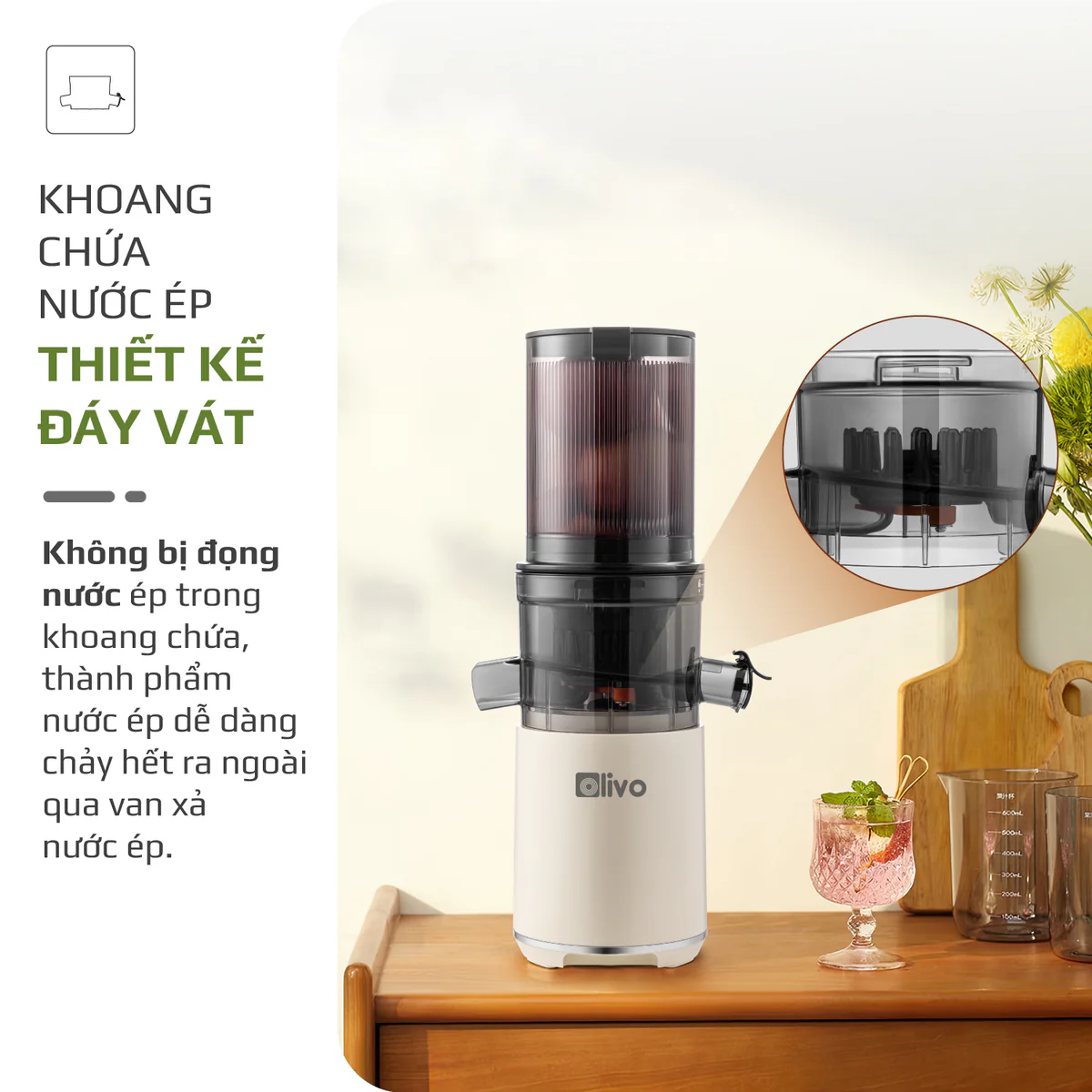 Máy Ép Chậm OLIVO SJ2000 – Khoang Tiếp Lớn, Củ Ép Lưỡi Cắt Thông Minh, Thiết Kế Sang Trọng - Ảnh 8