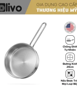 Chảo Inox OLIVO P2055 – Chống Dính Tự Nhiên, Dùng Mọi Loại Bếp, 20cm