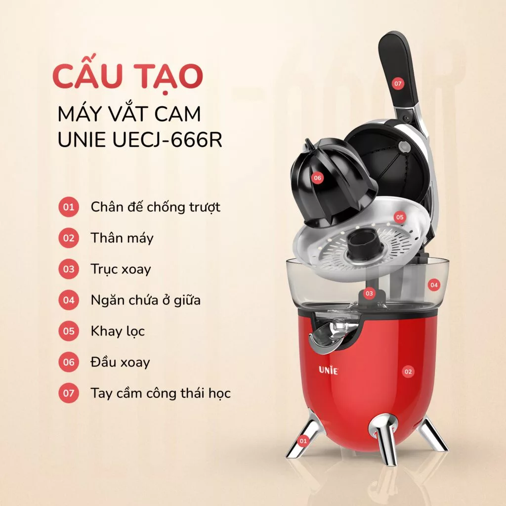 Máy vắt cam UNIE UECJ-666 công suất 100W, 500ml, inox 304 - Ảnh 5