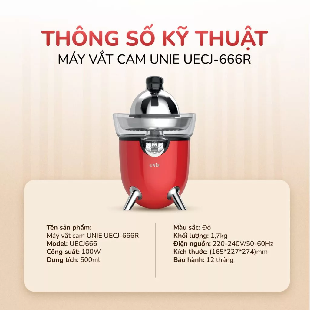 Máy vắt cam UNIE UECJ-666 công suất 100W, 500ml, inox 304 - Ảnh 4