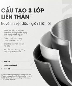 Alternative view of Bộ 3 nồi inox liền khối KALITE KCS366 – Bộ 3 size 18-20-24cm linh hoạt, inox 304 cao cấp, sử dụng mọi loại bếp.