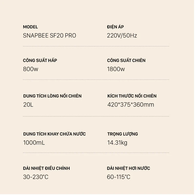 Nồi Chiên Hơi Nước Snapbee SF20 PRO–Dung Tích 20L–Công Nghệ Đột Phá–56 Chế Độ Nấu–Inox 316 Snap Kitchen - Ảnh 9