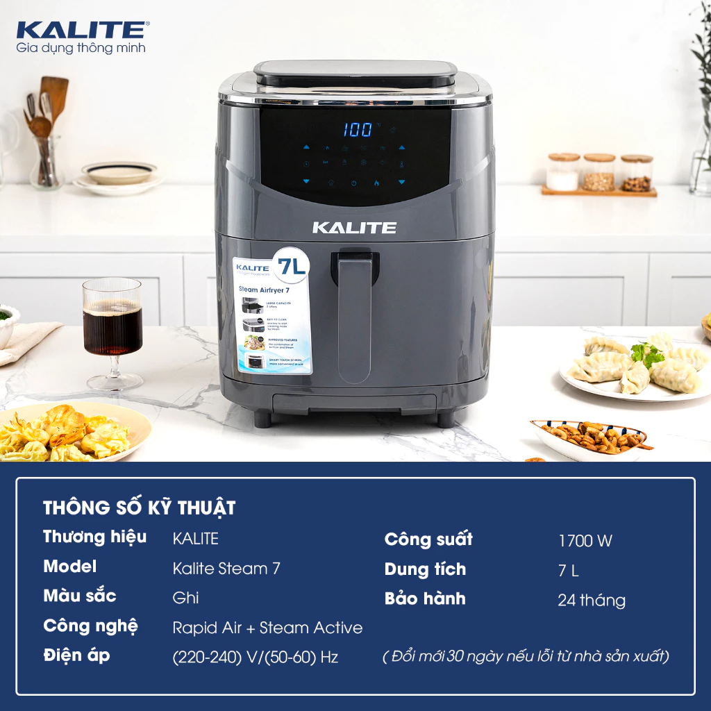 Nồi chiên hơi nước KALITE STEAM 7 chiên hấp 2 trong 1, 7 lít - Ảnh 8