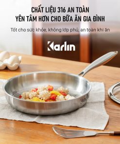 Alternative view of Chảo Inox Karlin Chống Dính Tự Nhiên – Model G26 Pro – Đáy 4 lớp – Inox 316 – 26×5.5 cm – Chất lượng cao (dùng cho bếp từ, bếp Gaz, bếp hồng ngoại…)