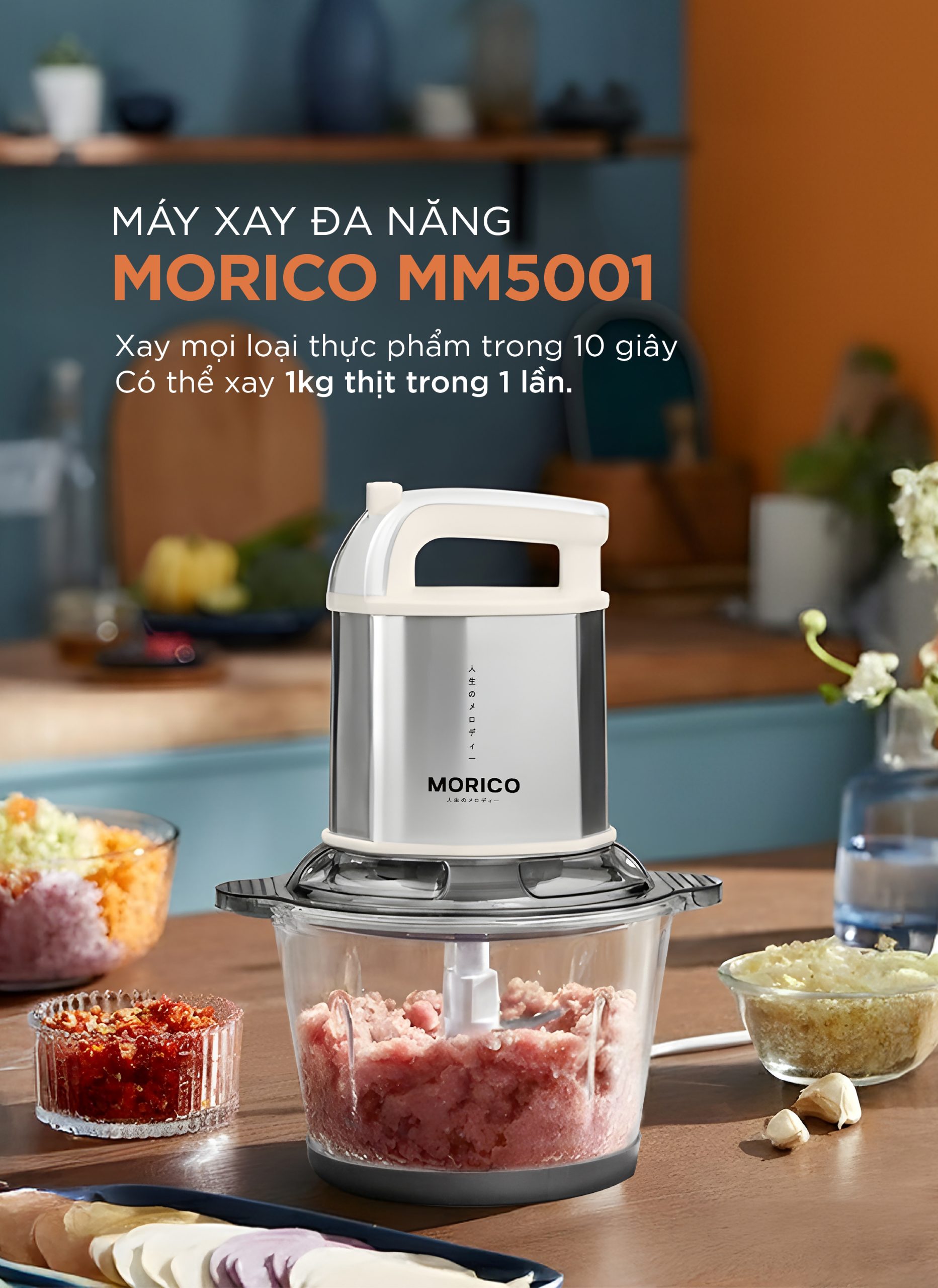 Máy Xay Thịt Đa Năng MORICO MM5001 | 2 Cối 2L & 3L, 2 Bộ Lưỡi Dao Inox, Xay Mịn Nhanh Chóng - Ảnh 2