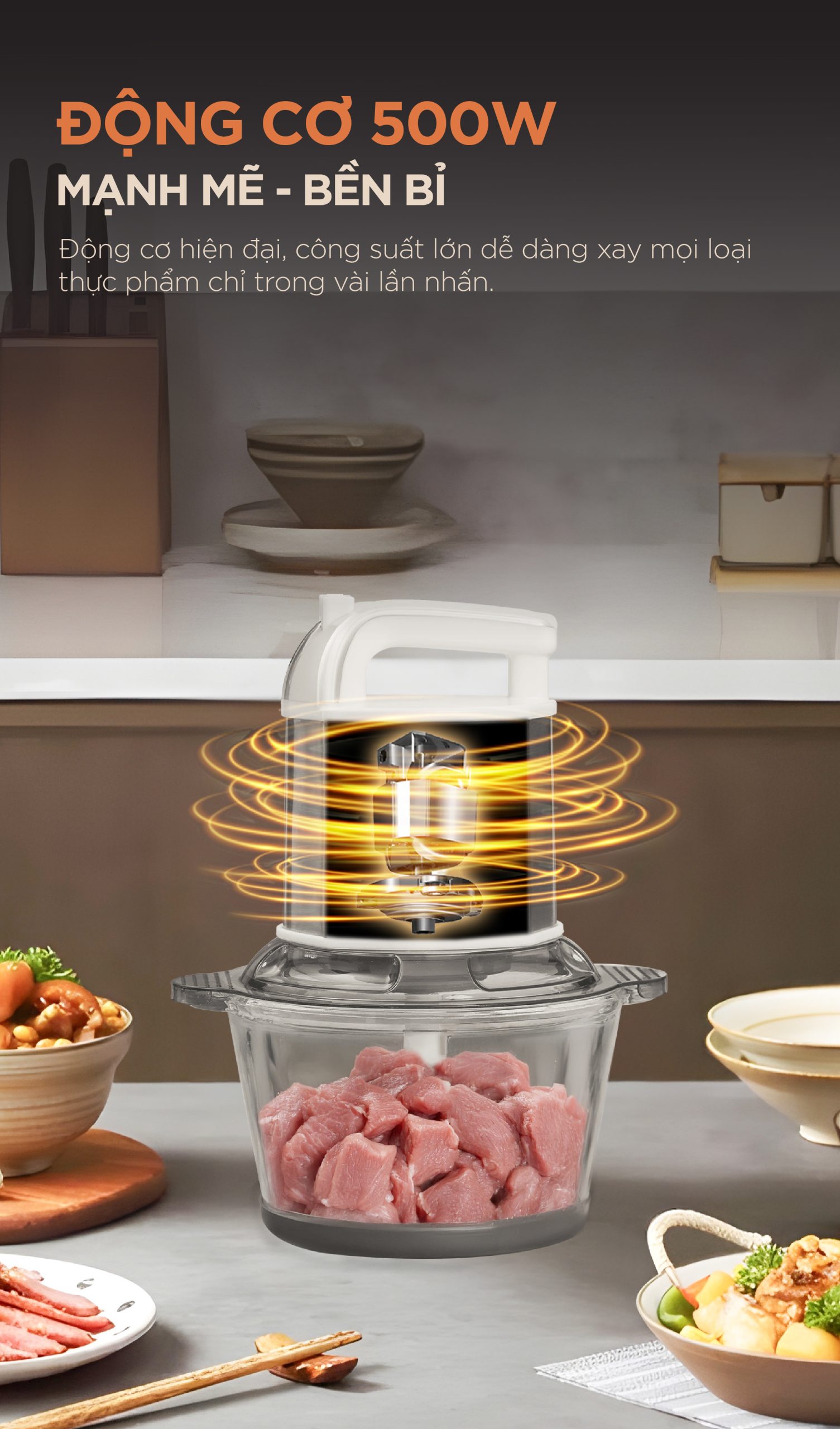 Máy Xay Thịt Đa Năng MORICO MM5001 | 2 Cối 2L & 3L, 2 Bộ Lưỡi Dao Inox, Xay Mịn Nhanh Chóng - Ảnh 3