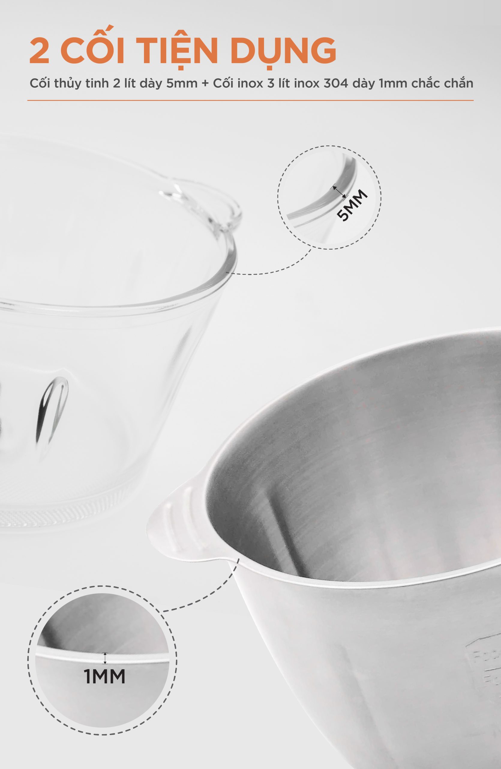 Máy Xay Thịt Đa Năng MORICO MM5001 | 2 Cối 2L & 3L, 2 Bộ Lưỡi Dao Inox, Xay Mịn Nhanh Chóng - Ảnh 10
